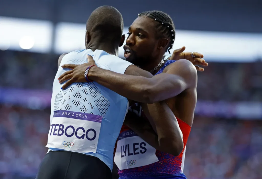 Track Rivalry Ignites as Noah Lyles Sends Notice to Letsile Tebogo 6 2024 08 08T184413Z 715489862 UP1EK881G1NFU RTRMADP 3 OLYMPICS 2024 ATHLETICS 1