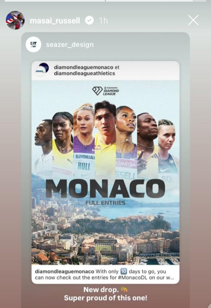 Masai Russell Reacts to Monaco Diamond League Entry 6 WhatsApp Image 2025 07 01 at 10.31.16 PM